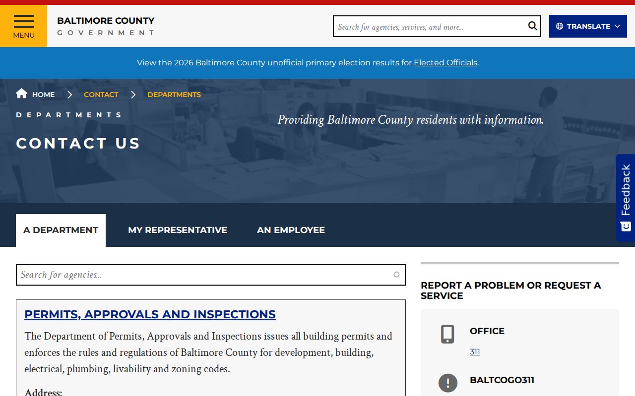 Arbutus people directories view of Baltimore County government departments