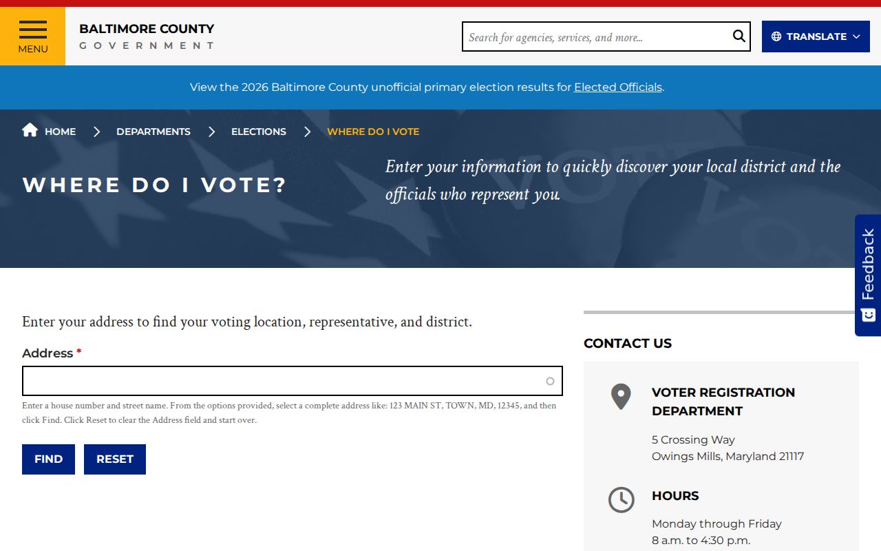 Arbutus voter records polling place and district lookup from Baltimore County